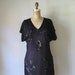 vintage 1980s retro 1920s dress / black silk crepe sequins beads open peekaboo back holiday new years