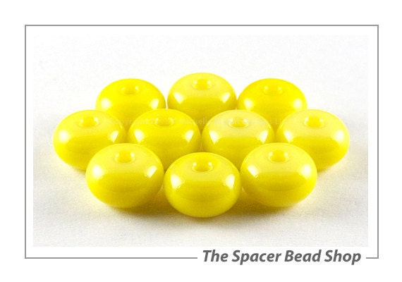 Handmade Lamp Work Beads Spacers Glass Sunflower Yellow 8mm Small Rondelle Donut SRA - The Spacer Bead Shop