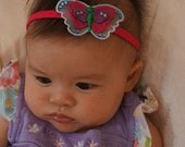 3D Embroidery Organza Butterfly Headband..accented with Rhinestones Sparkles ... for Baby...Infant.. Toddler.. Kid