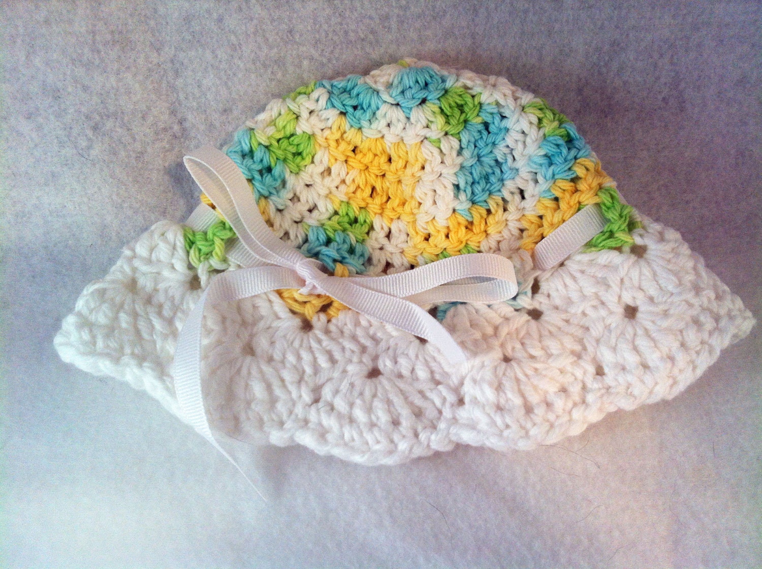 Newborn Size Crochet Sun Bonnet or Easter Cloche