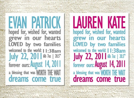 gotcha, baby // adoption birth stats // children's artwork // printable
