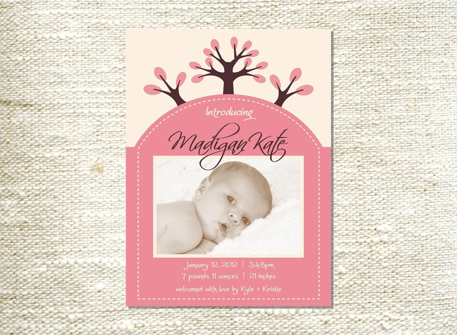 sweet modern trees // printable birth announcement