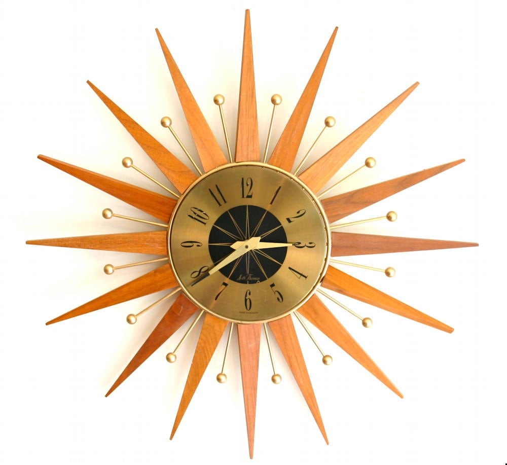 ATOMIC Mid Century Modern Sunburst Wall Clock by CampHobachee