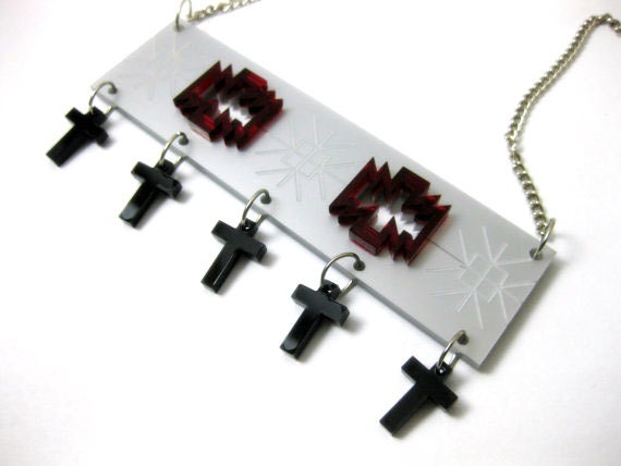 Cross necklace - folk statement jewelry - laser cut plexiglass