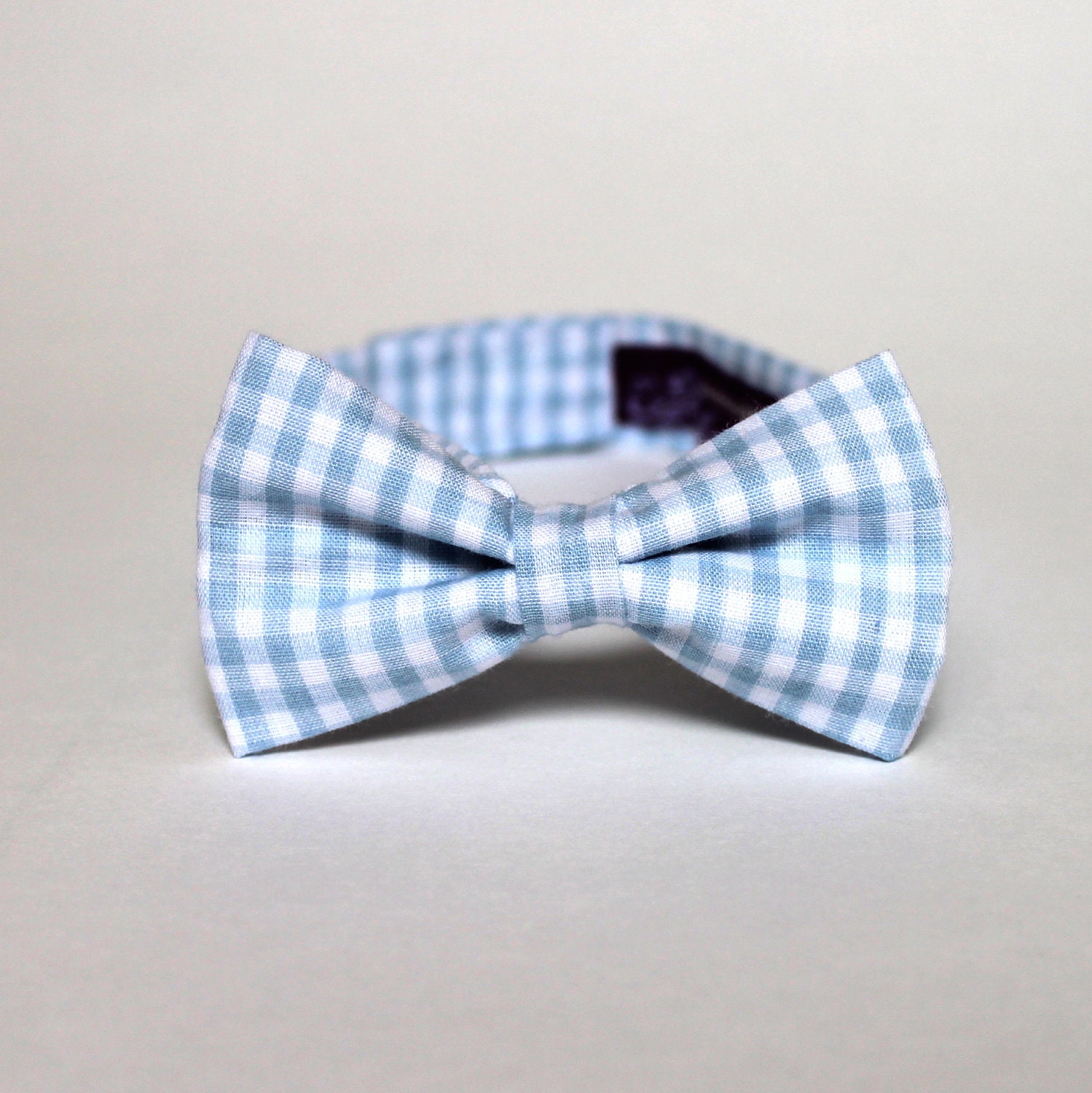 Baby Boy's Bow Tie - Light Blue Mini Gingham- any size - Pale Blue and White Plaid