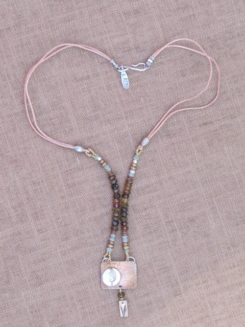 Amber Tourlamine Leather Necklace