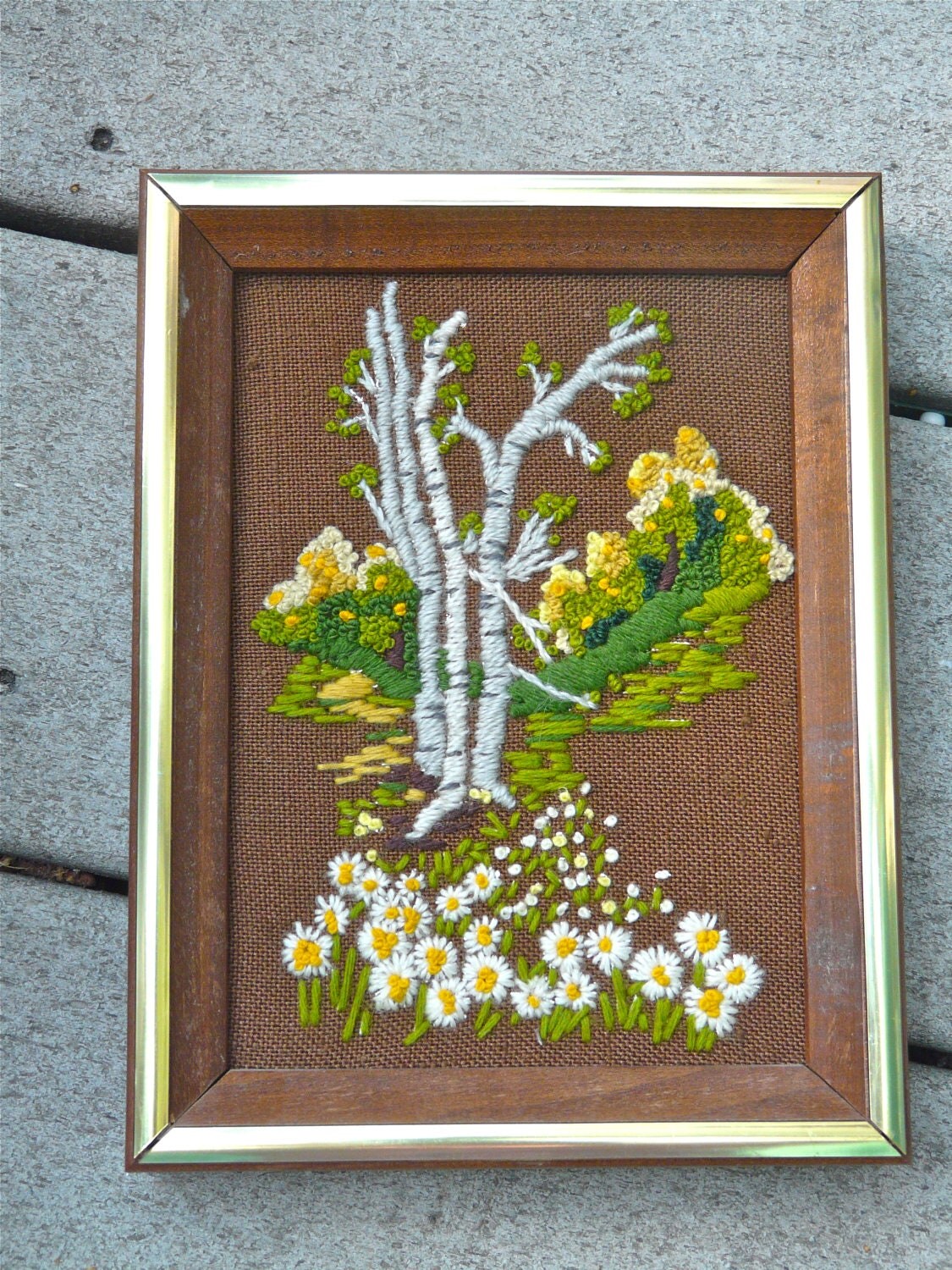 A Forest Walk Retro Vintage Needlework- Framed in original frame