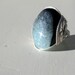 Agate Silver Ring, Ocean Wave, Unique Handmade Jewelry, Black & Clear Aqua Gemstone