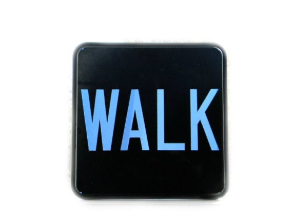 Vintage Glass WALK street traffic sign