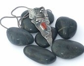 Red agate pendant necklace. Sterling silver. One of a kind.
