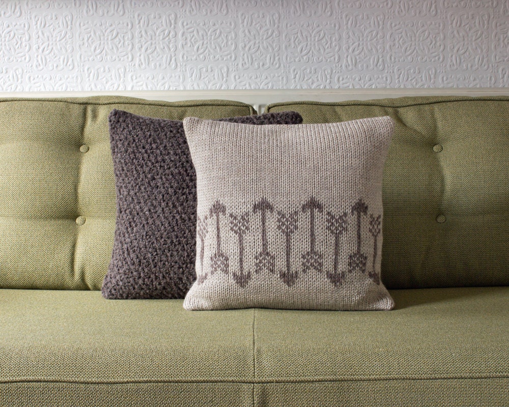 Rustic Natural Decorative Knitted Cushion / Pillow Cover /// Set of Two