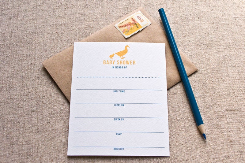 Duckling Baby Shower Fill In Invitations, Set of 8
