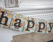 SALE: modern numbers happy birthday banner