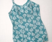 Vintage 1950s Catalina Swimsuit Women's Blue Knit White Floral One Piece Size S/M