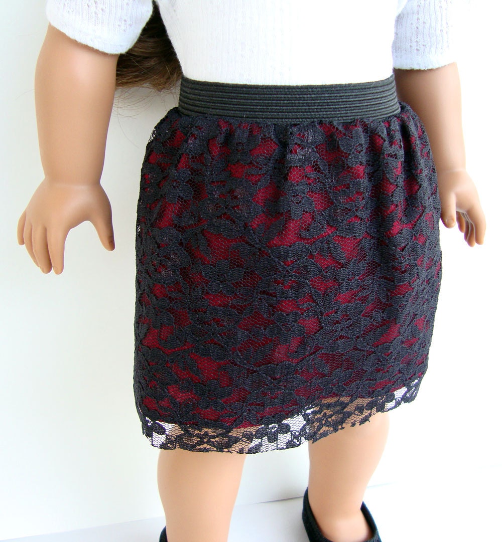 Black lace contrast skirt - Choose your color - Made to Order