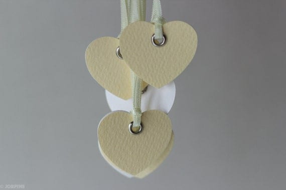 Heart gift tags in yellow white - Set of 5