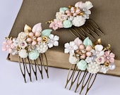 Wedding Hair Accessory - 3 Vintage Shabby Chic Head Pieces, Bridesmaids Hair Comb, Bridesmaids Gift Wedding Accessories