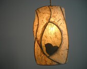 Hanging Pendant Light Birch Tree and Bird  - Sculptural Rustic Lighting - Ceiling Mount Swag Shade