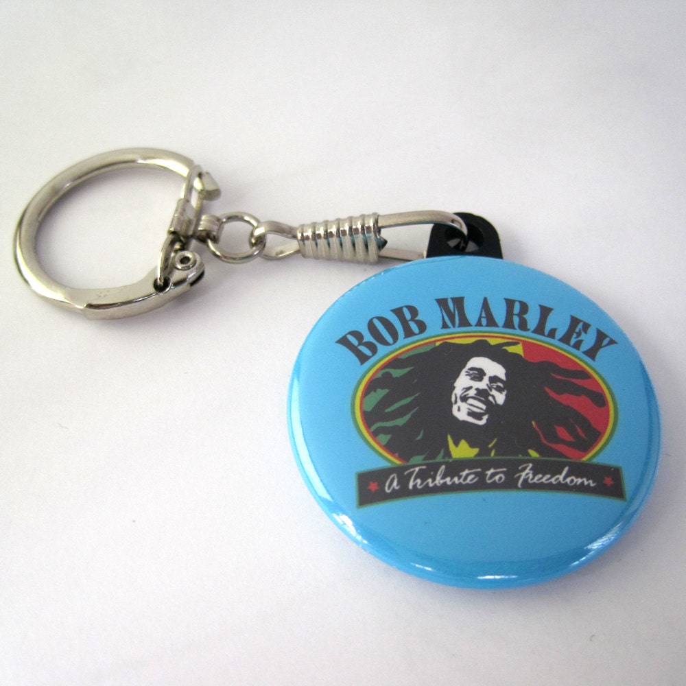 Bob Marley Photo Snaphook Keychain 1 1/2 inches (38mm)