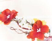 orange cherry blossom hair crown, Fall Bridal Flower Crown, Autumn wedding headpiece, hair accessories, flower girl