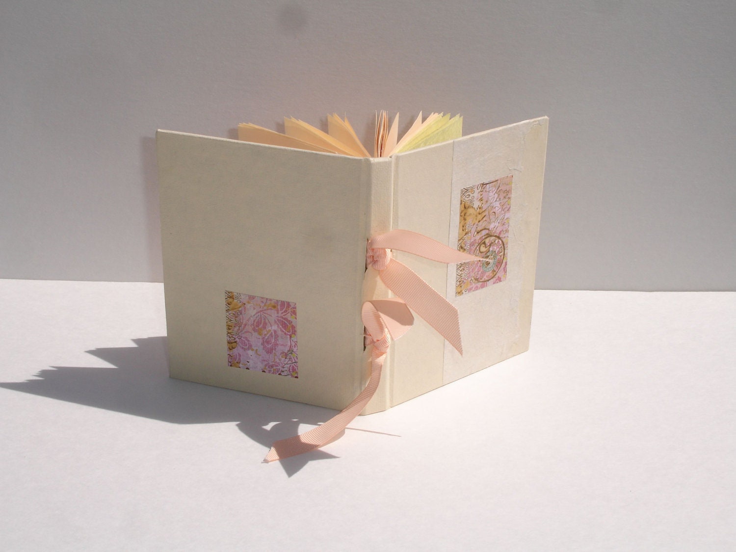 Hand bound cream and peach journal