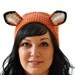 Fox Crocheted Headband Earwarmer Orange and Black Fox Ears