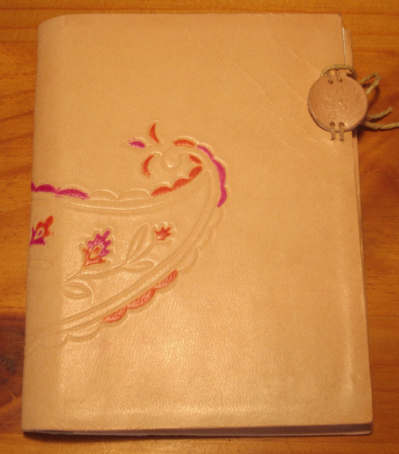 Green Paisley Hand Stitched Leather Embossed Journal
