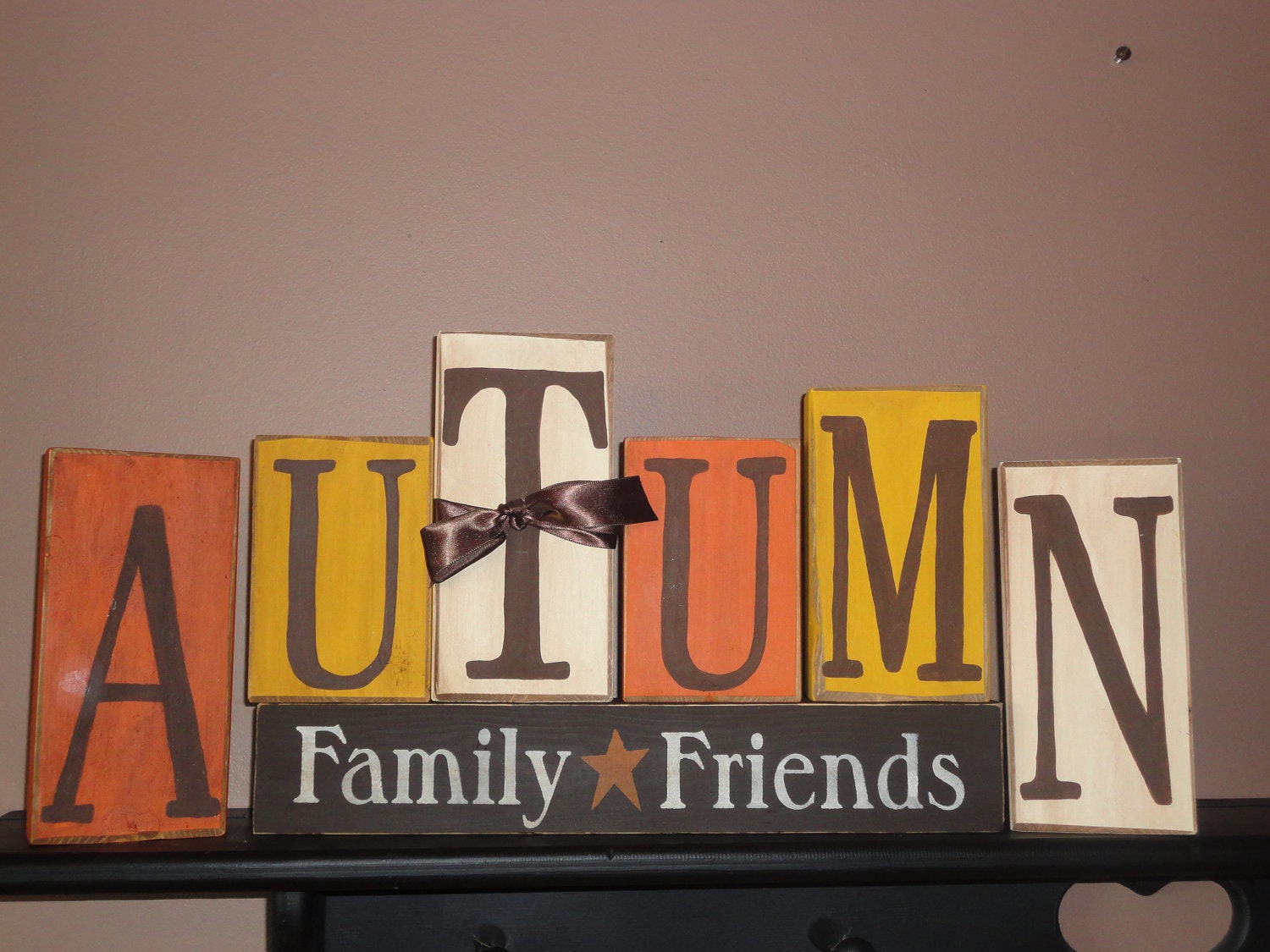 Autumn Family Friends, BIG Block Set, Hand Painted Wood, Fall, Autumn,  Home Decor,  Halloween,  Thanksgiving,Sign