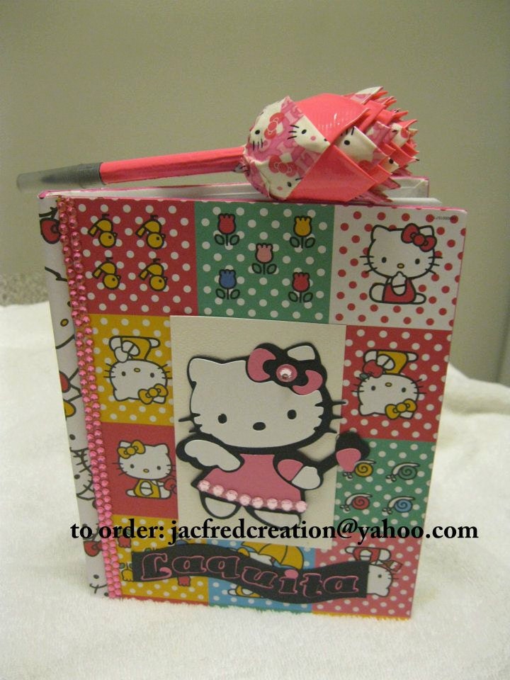 Hello Kitty Journal and Duct Tape Rose pen Set (sold without pen too) Other designs available too