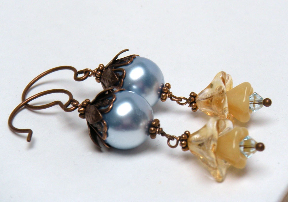 SPECIAL PRICE Brandy and Bluebells Floral Earrings - merryalchemy