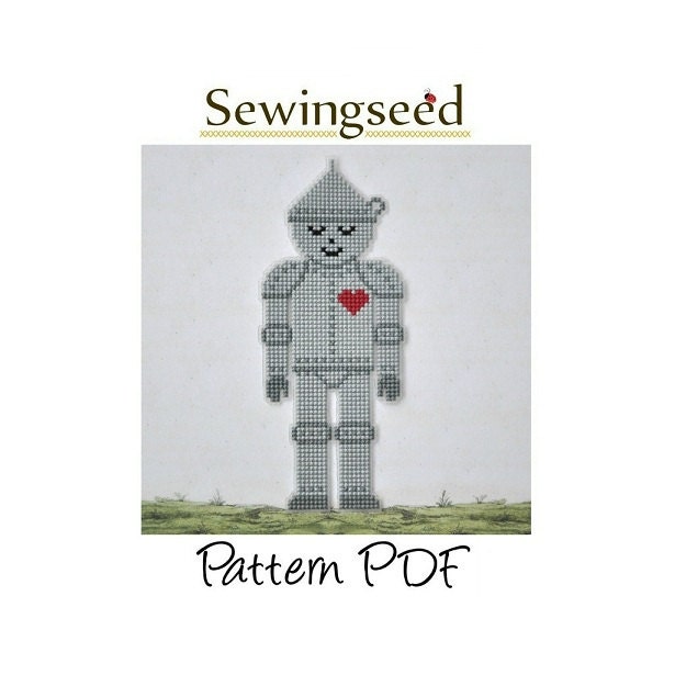 Tin man cross stitch pattern, Wizard of Oz, INSTANT DOWNLOAD