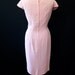 Stunning 1950's soft pink silk hourglass cocktail wedding wiggle dress with sequins and beading shelf bust vlv show stopper - size Large