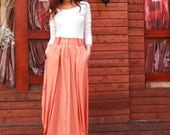 New Design Linen Wide Leg pants Skirt in Orange(more colour and size choice)
