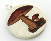 Mushroom, Handmade Decoupaged Pendant, FREE SHIPPING