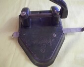 Vtg Office 2-Hole Punch, Industrial Office,Steel w/ Chippy Olive Green Paint, Industrial Decor