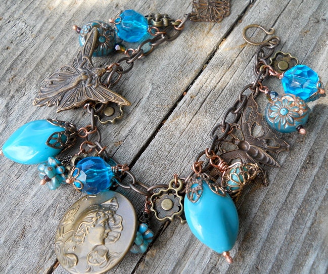 Fairy Garden Art Nouveau Charm Bracelet