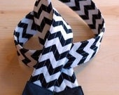 Large Black & White Chevron SLR Camera Strap with Leather Ends - Free Shipping