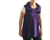 Plus size tunic, loose sleeveless cardigan, shawl-collar vest, made to measure