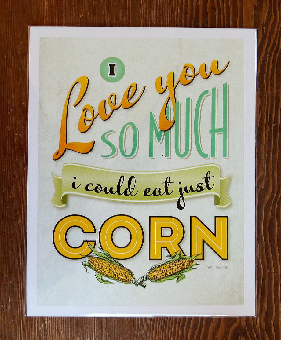 11x14 print with funny quote, corn illustration, retro graphics & typography