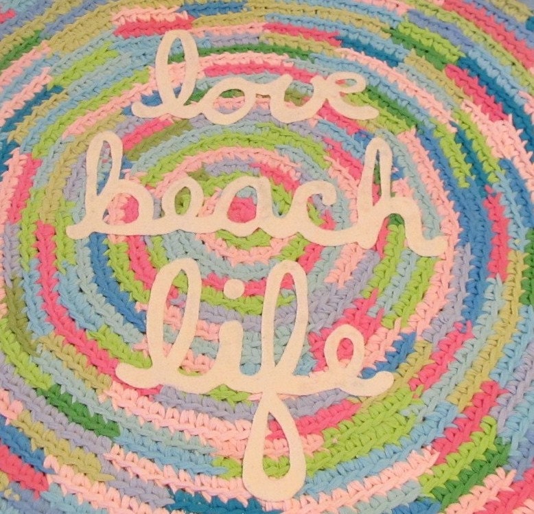 OOAK Upcycled T Shirt Round Crochet Rug. 30 inch Rug. Personalized Rug. Made in your colors