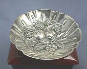 S. Kirk & Son Sterling Trinket Dish or Ring Tray, Vintage Antique Fine American Silver Figural Repousse, Fruits Flowers Design, Mint