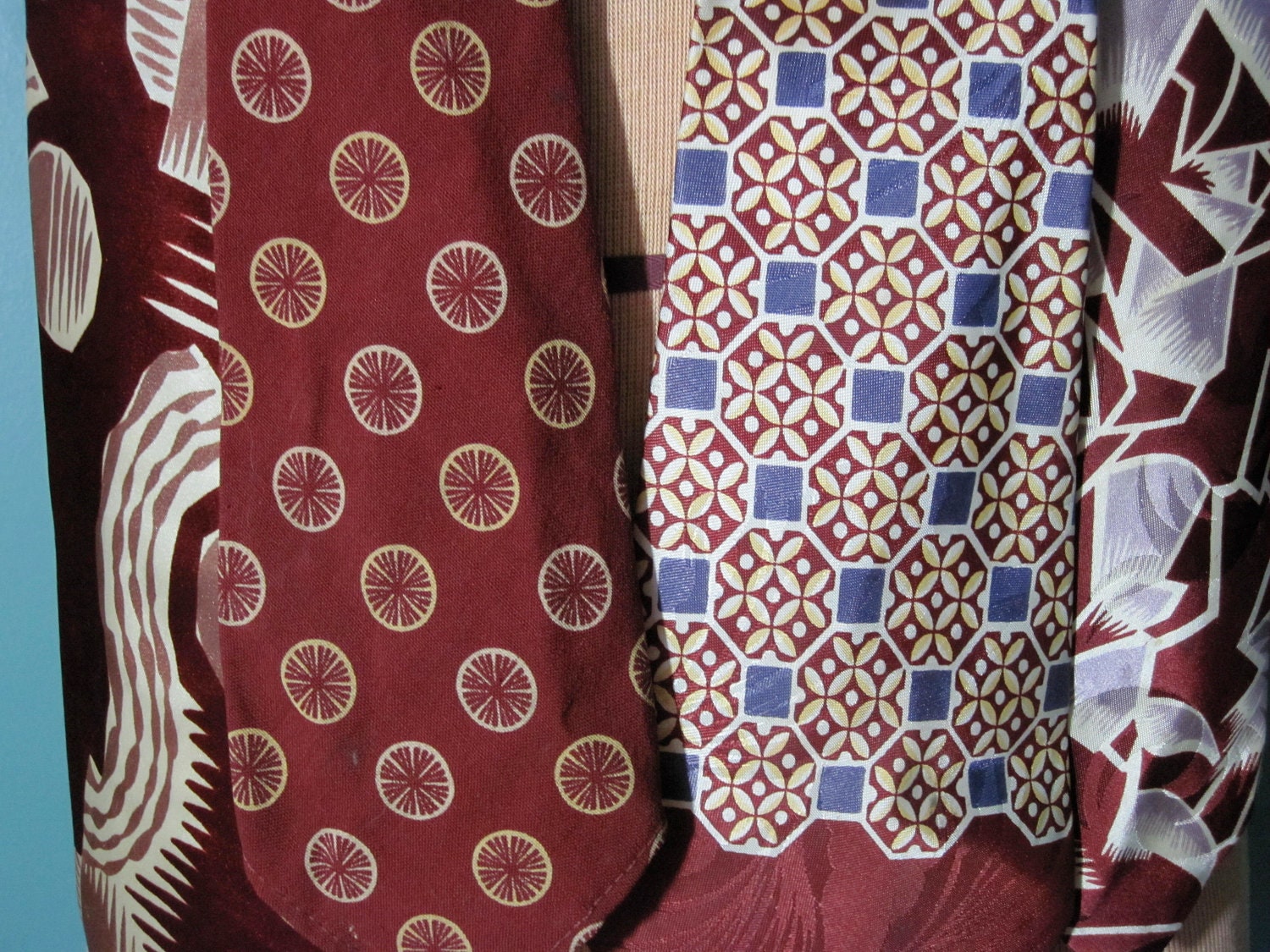 Four Fabulous Mid Century Maroon Neckties