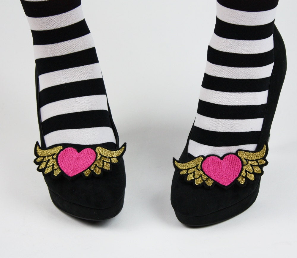 Winged Heart Shoe Clips, Alternative Bride