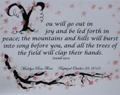 Girl's Baptism, Bible Verse, custom calligraphy, Calligraphy