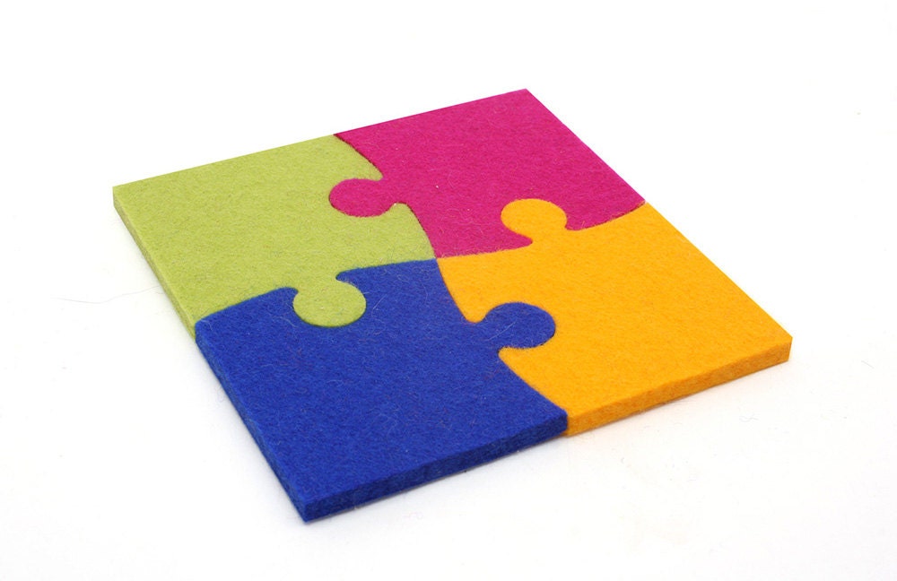 Puzzle Pieces Merino Wool Felt Cat Toys - Caribbean
