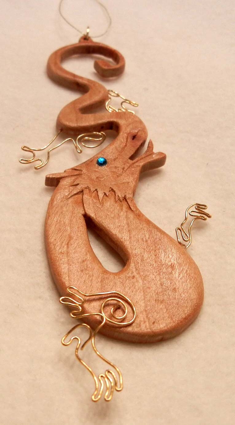 Items similar to Hand Carved Wooden Chinese Dragon Ornament on Etsy