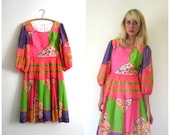 SALE Vintage 1960's Abstract Dress // m - l