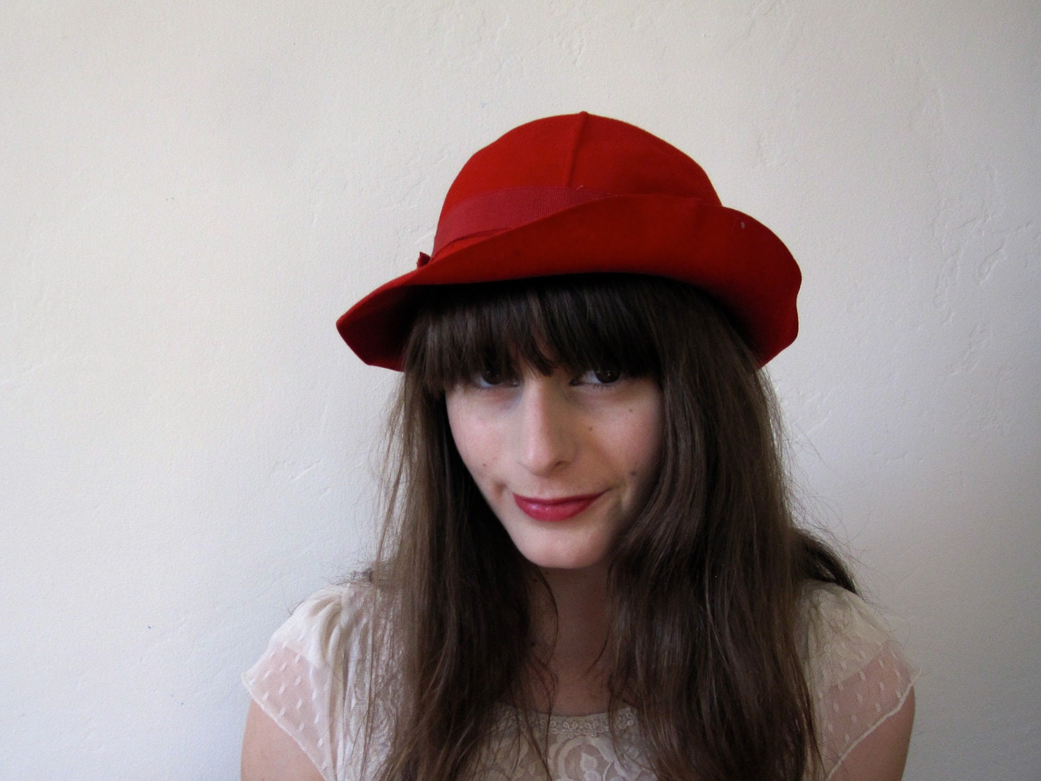 Vintage 1950's Red Felt Hat