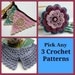 Crochet Patterns - Pick any 3, Collar, Flower, Bunting, PDF