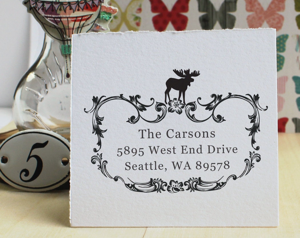 Custom Rubber Address Stamp - Eco Mount - Decorative Moose